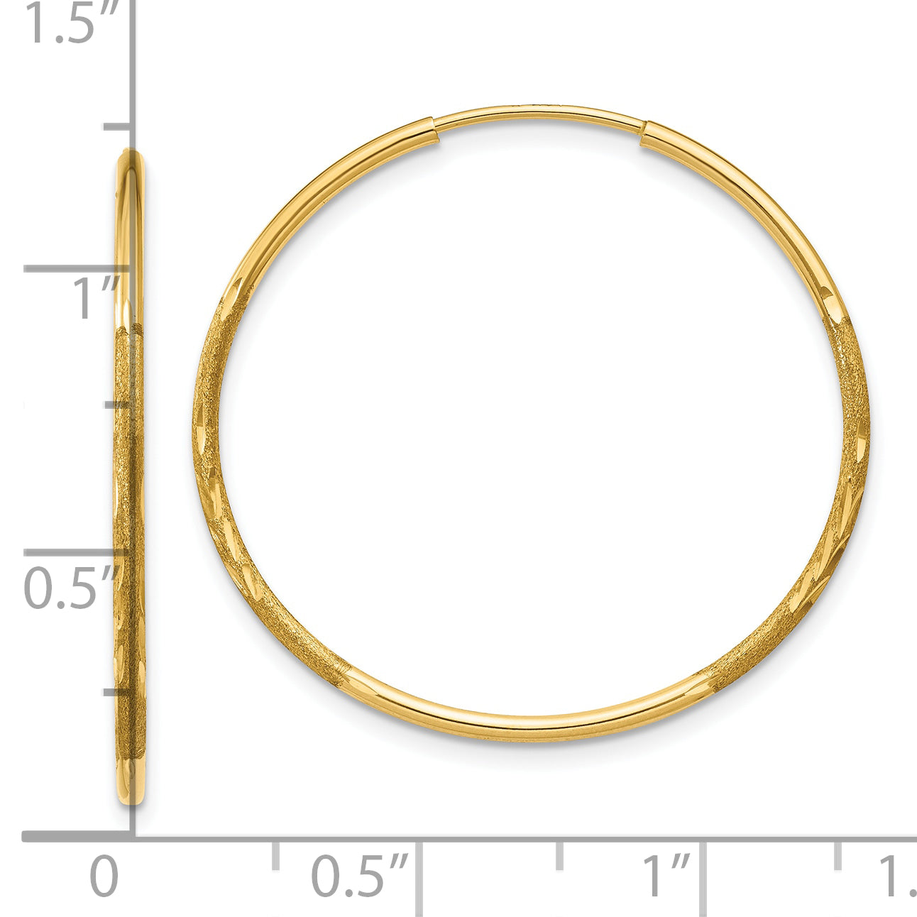 10k 1.25mm Diamond-cut Endless Hoop Earring