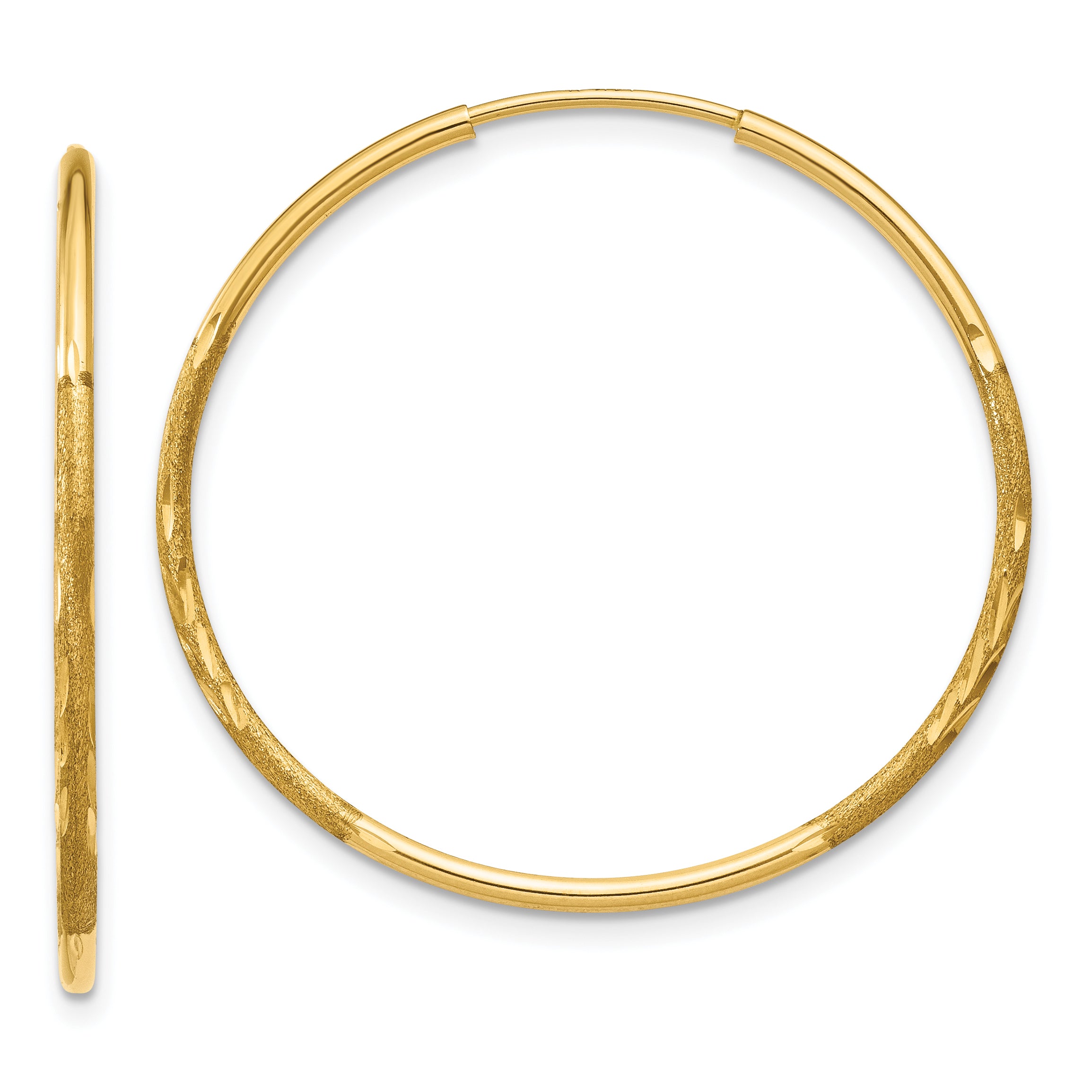 10k 1.25mm Diamond-cut Endless Hoop Earring