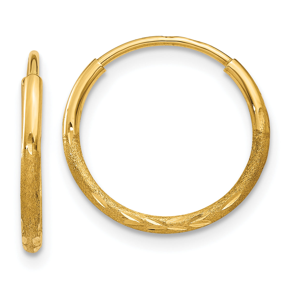 10k 1.25mm Diamond-cut Endless Hoop Earring