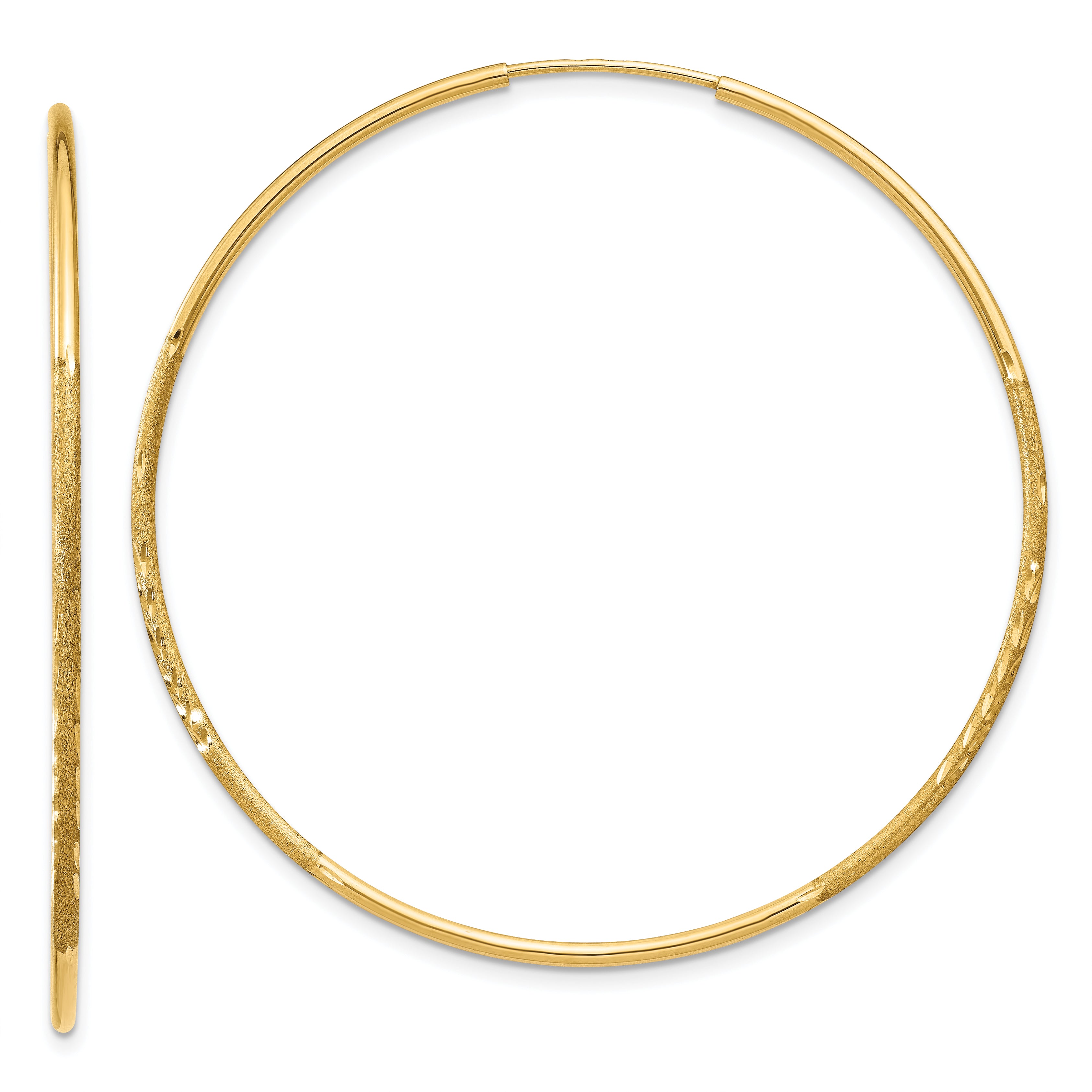 10k 1.25mm Diamond-cut Endless Hoop Earring