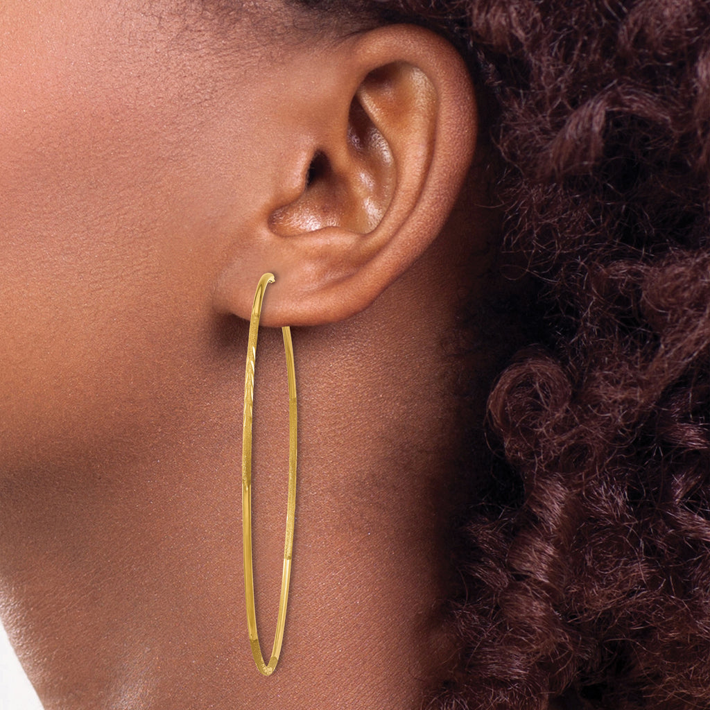 10k 1.25mm Diamond-cut Endless Hoop Earring