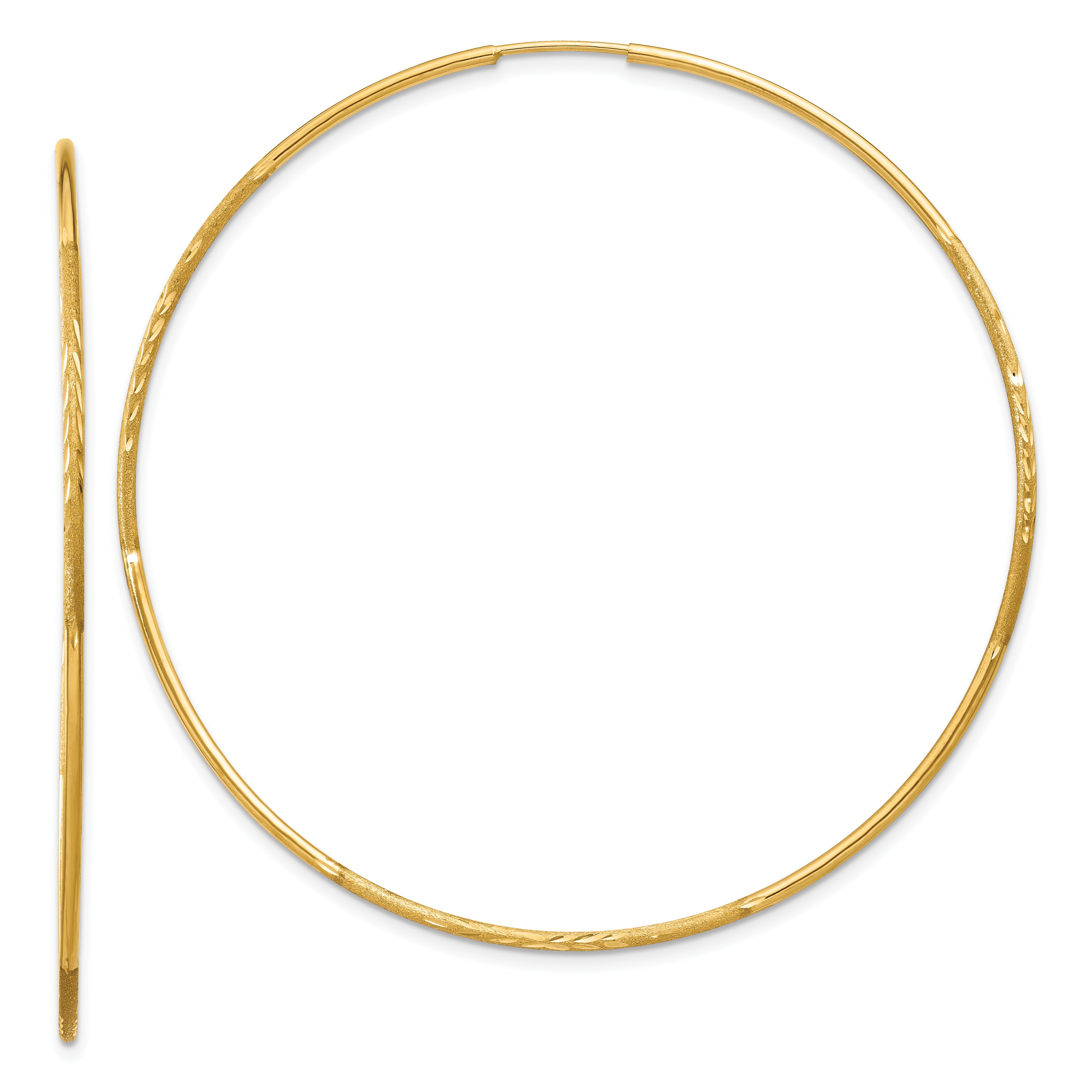 10k 1.25mm Diamond-cut Endless Hoop Earring