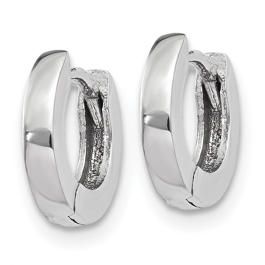 10k White Gold Polished Round Hinged Hoop Earrings