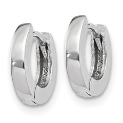 10k White Gold Polished Round Hinged Hoop Earrings