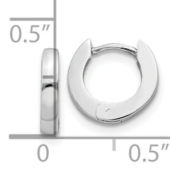 10k White Gold Polished Round Hinged Hoop Earrings