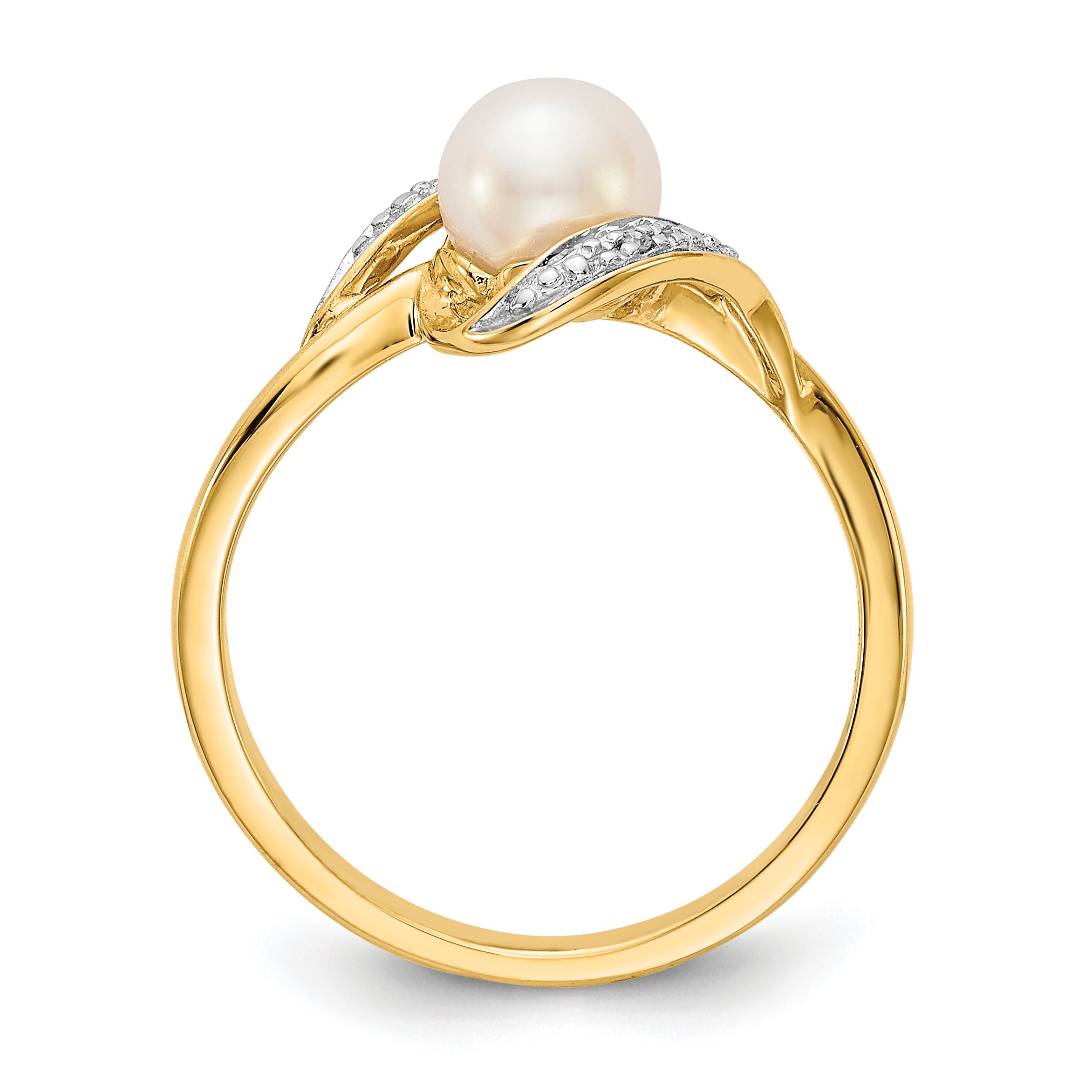 10k Diamond and FW Cultured Pearl Ring Secondary image