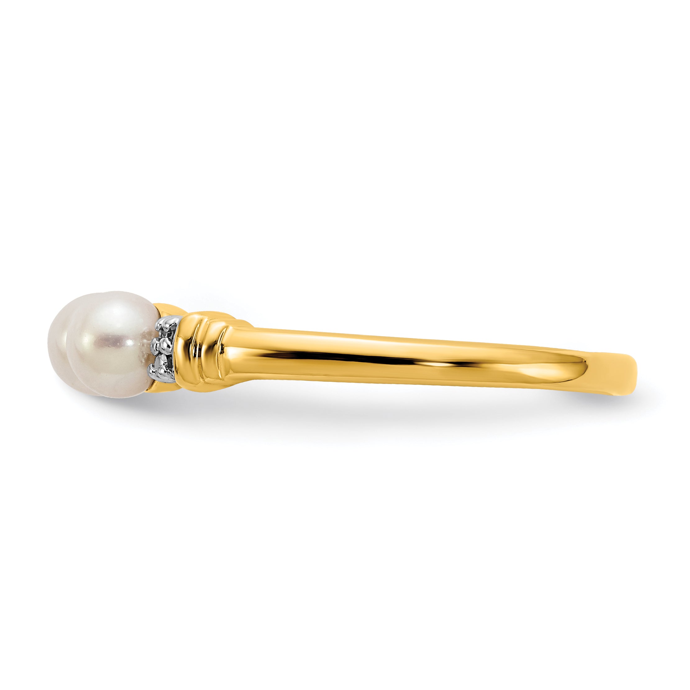 10K Diamond and FW Cultured 3-Pearl Ring
