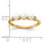 10K Diamond and FW Cultured 3-Pearl Ring
