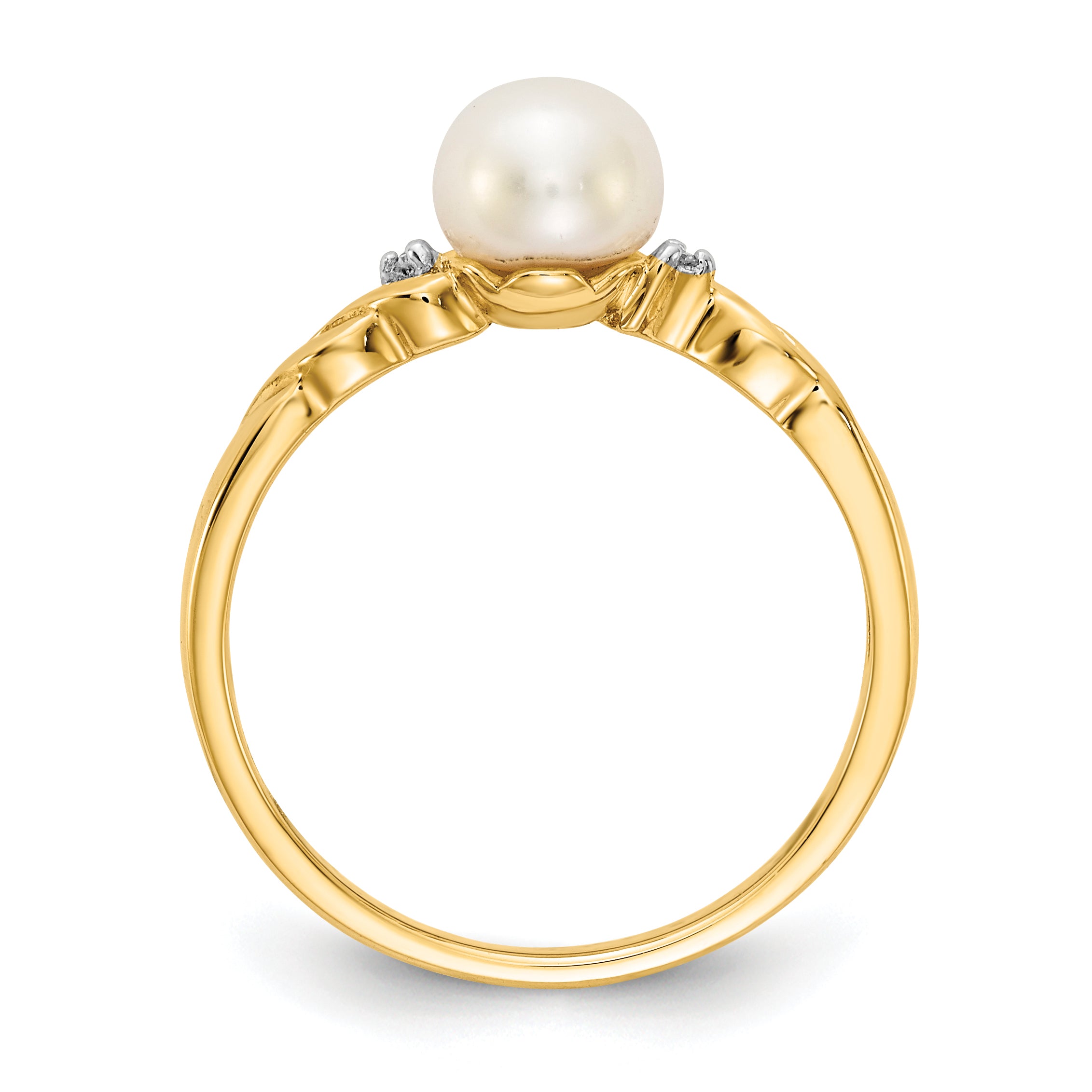 10k FW Cultured Pearl and Diamond Twist Ring
