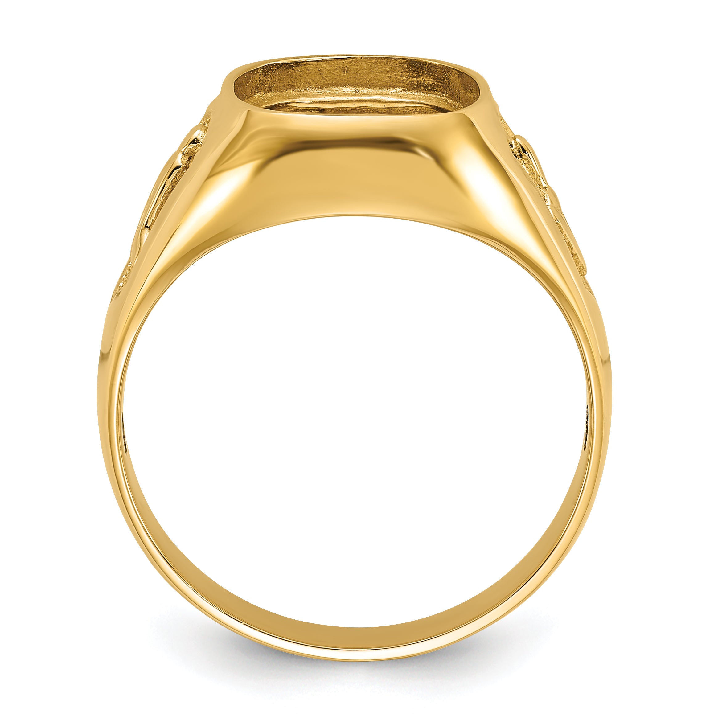 10k Men's Polished and Textured Masonic Ring Mounting (No Stone Included) Secondary image
