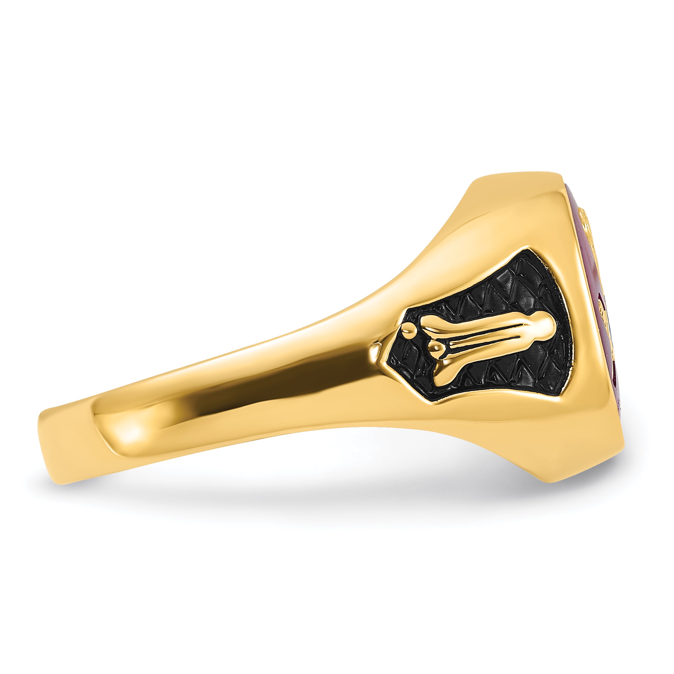 10k Men's Polished and Textured Masonic Ring Mounting (No Stone Included)