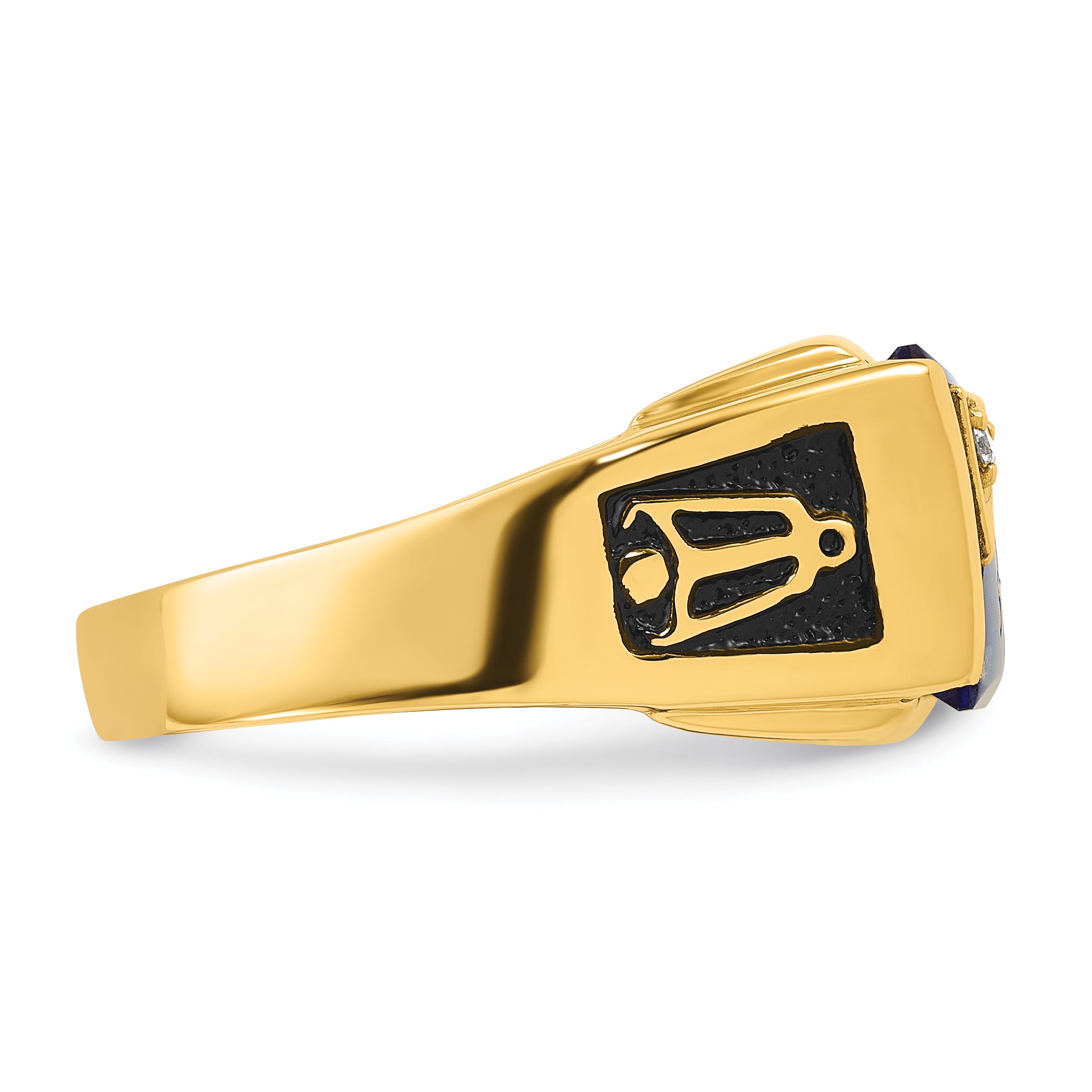 10k Men's Polished and Textured Masonic Ring Mounting (No Stone Included)