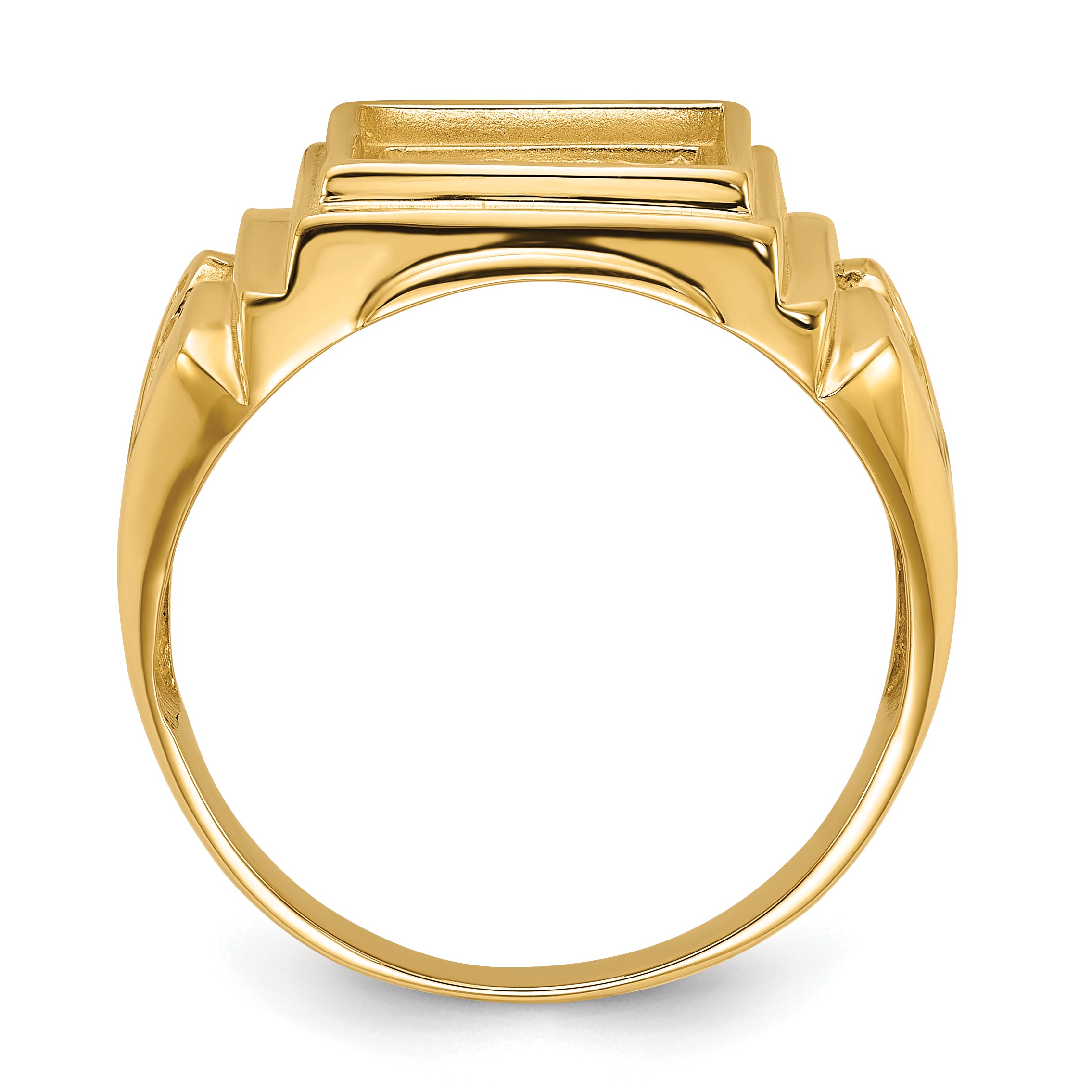 10k Men's Polished and Textured Masonic Ring Mounting (No Stone Included) Secondary image