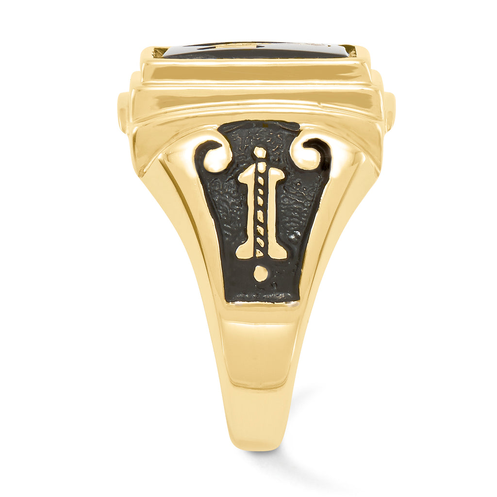 10k Men's Polished and Textured Masonic Ring Mounting (No Stone Included)