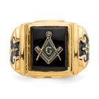 10k Men's Polished and Textured Masonic Ring Mounting (No Stone Included)