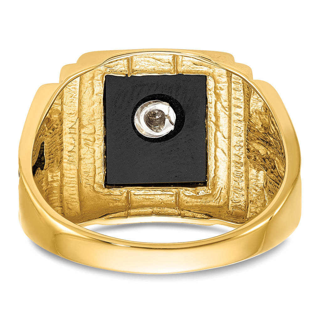 10k Men's Polished and Textured Masonic Ring Mounting (No Stone Included)