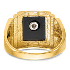 10k Men's Polished and Textured Masonic Ring Mounting (No Stone Included)