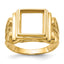 10k Men's Polished and Textured Masonic Ring Mounting (No Stone Included)