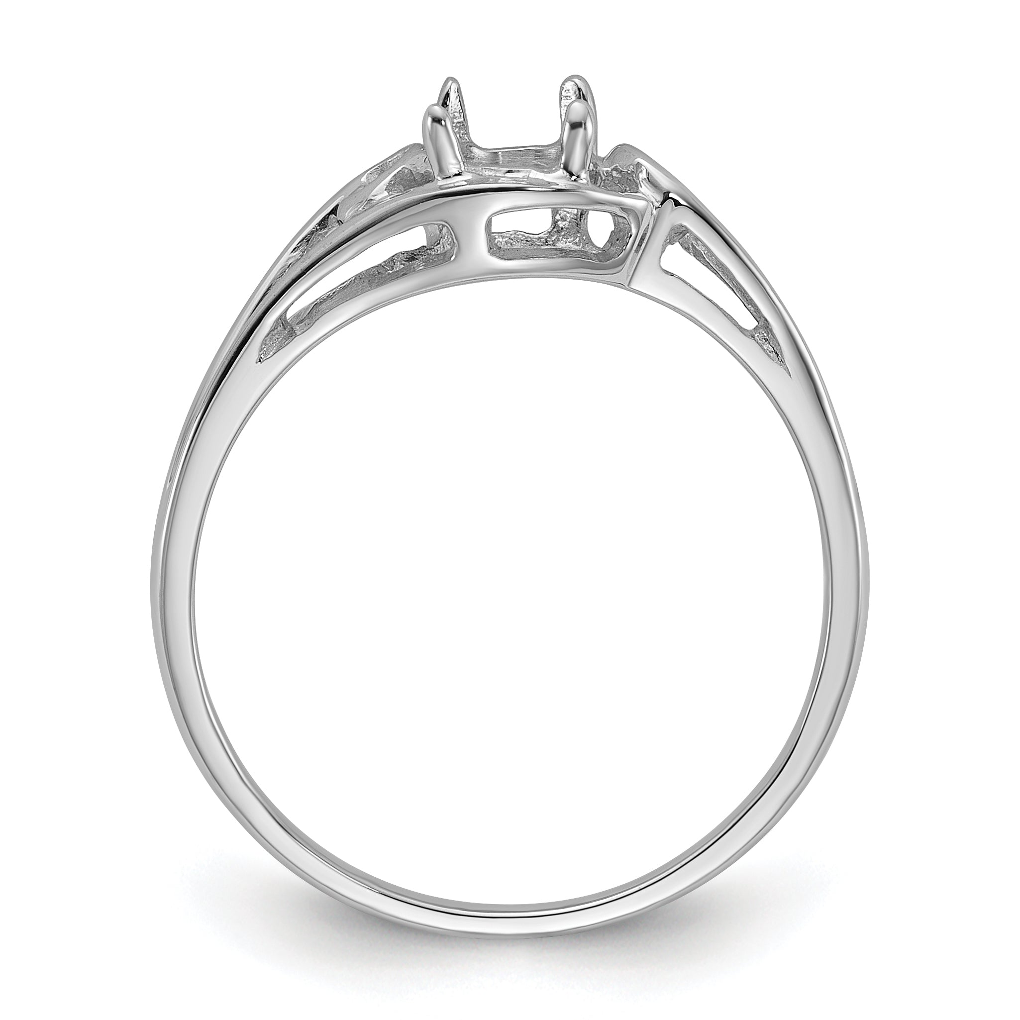 10K White Gold Polished 6x4 Oval Gemstone Ring Mounting (No Stone Included) Secondary image