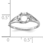 10K White Gold Polished 6x4 Oval Gemstone Ring Mounting (No Stone Included)