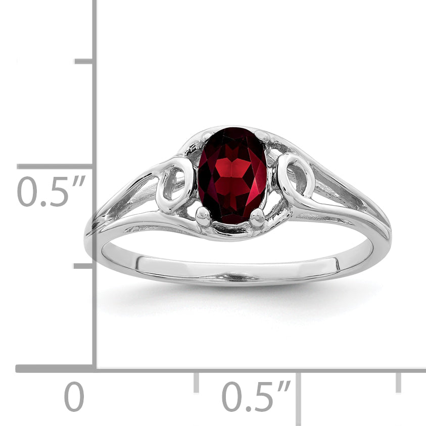 10K White Gold 6x4mm Oval Garnet ring Secondary image