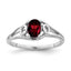 10K White Gold 6x4mm Oval Garnet ring