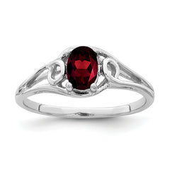 10K White Gold 6x4mm Oval Garnet ring