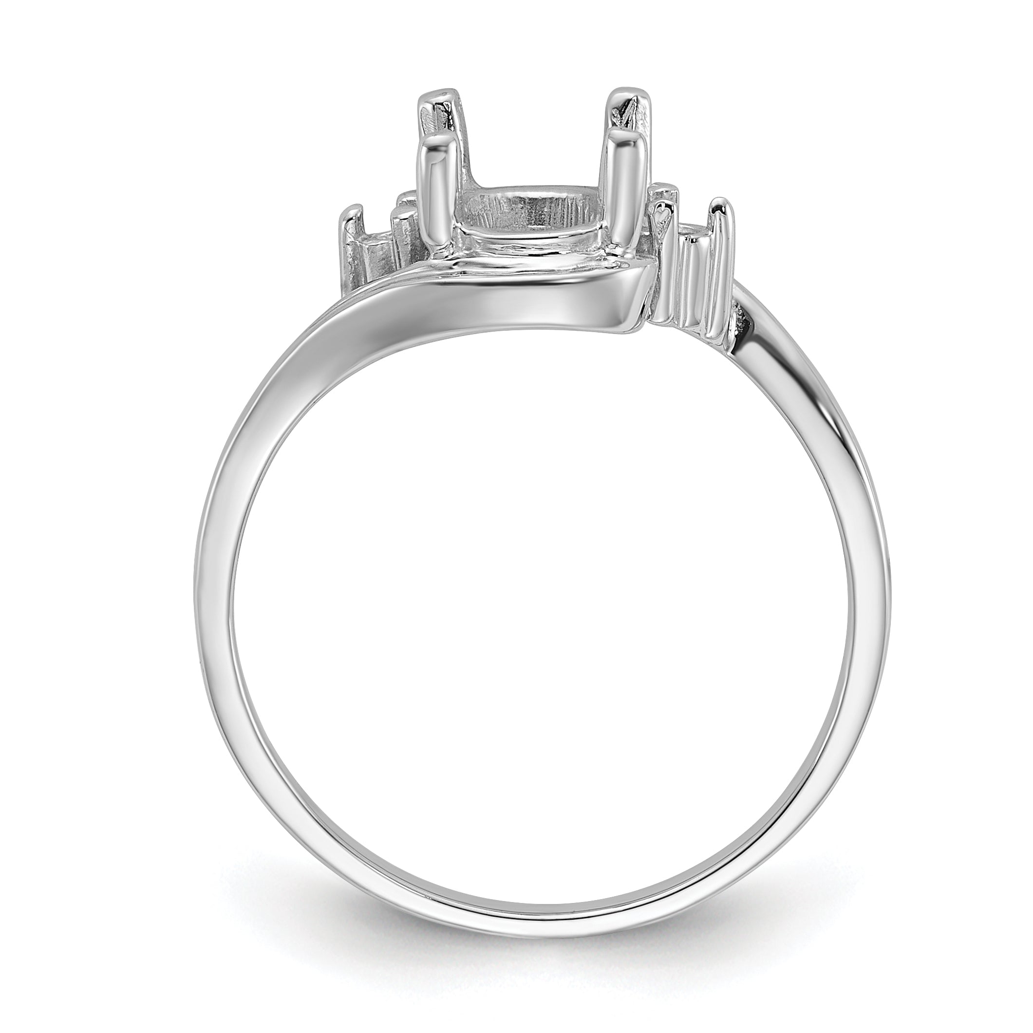 10k White Gold Polished .03ct. Diamond & 8x6 Oval Gemstone Ring Mounting (No Stone Included)