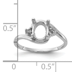 10k White Gold Polished .03ct. Diamond & 8x6 Oval Gemstone Ring Mounting (No Stone Included)