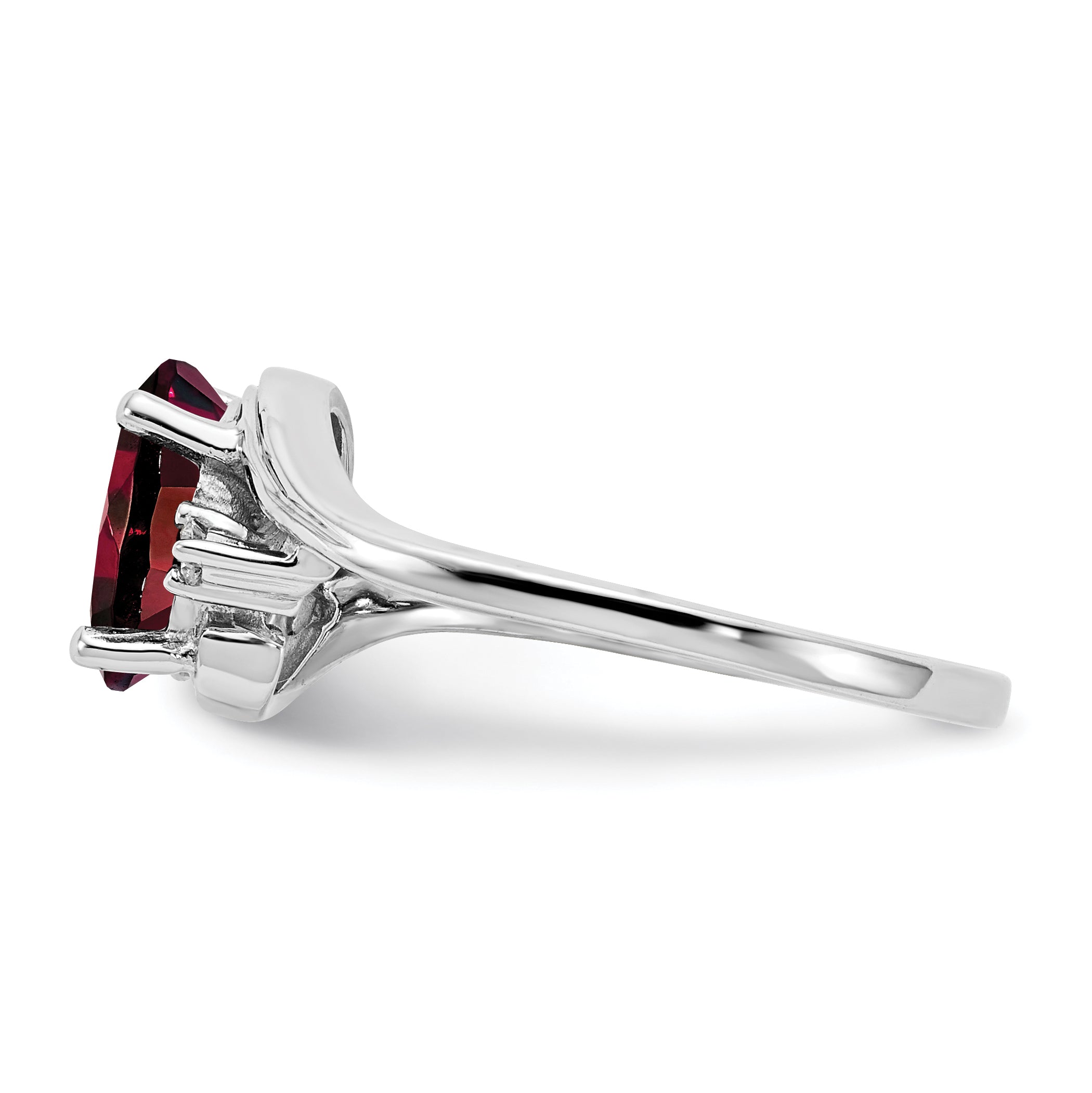 10K White Gold 8x6mm Oval Garnet AA Diamond ring