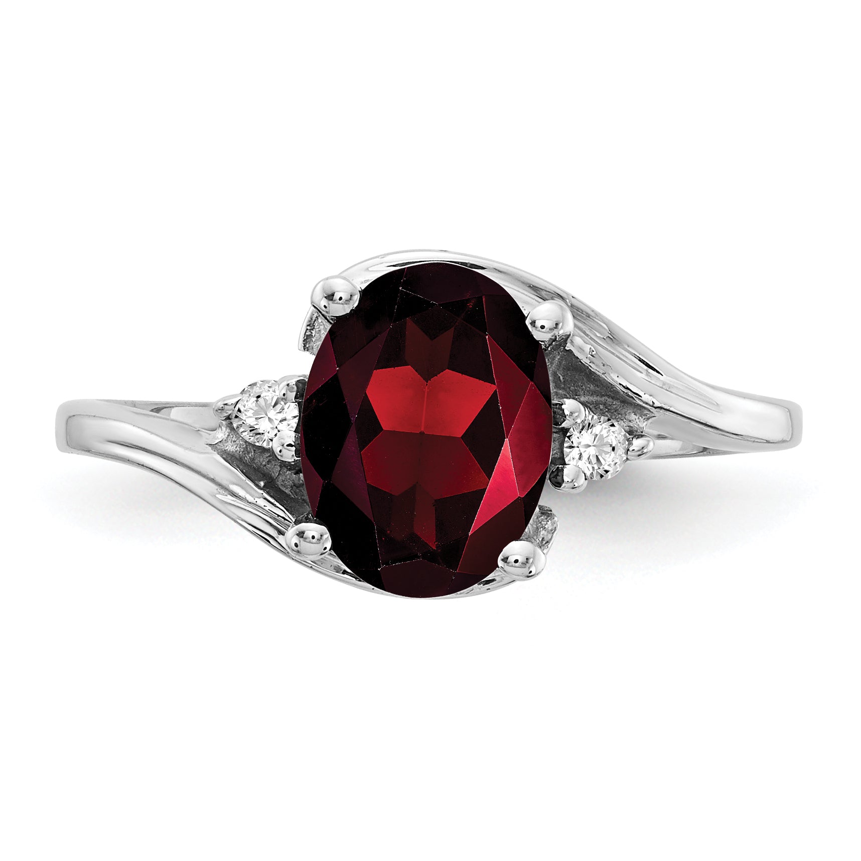 10K White Gold 8x6mm Oval Garnet AA Diamond ring
