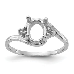 10k White Gold Polished .03ct. Diamond & 8x6 Oval Gemstone Ring Mounting (No Stone Included)