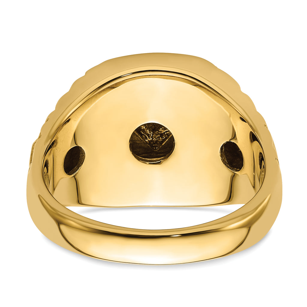10k Polished and Nugget Texture Masonic Ring Mounting (No Stone Included)