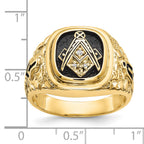 10 Karat Polished, Antiqued and Nugget Texture AA Quality Diamond Masonic Ring - View 8