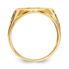 10k Men's Polished and Grooved with Black Enamel Masonic Ring