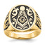 10k Men's Polished and Grooved with Black Enamel Masonic Ring