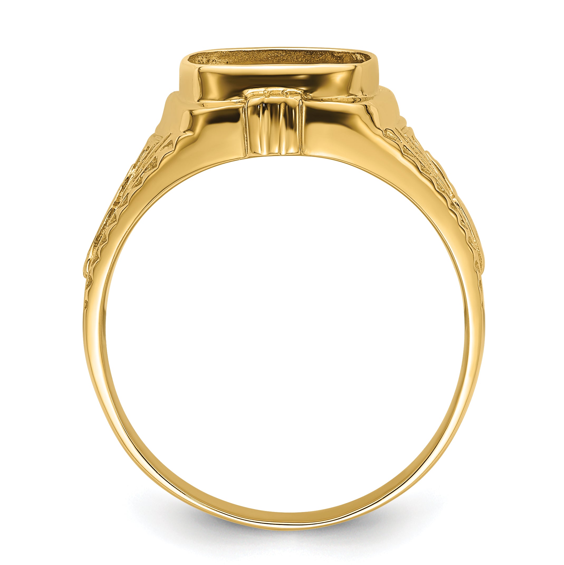 10k Men's Polished and Textured Masonic Ring Mounting (No Stones Included)
