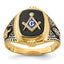 10k Men's Polished, Antiqued and Textured with Onyx Masonic Ring
