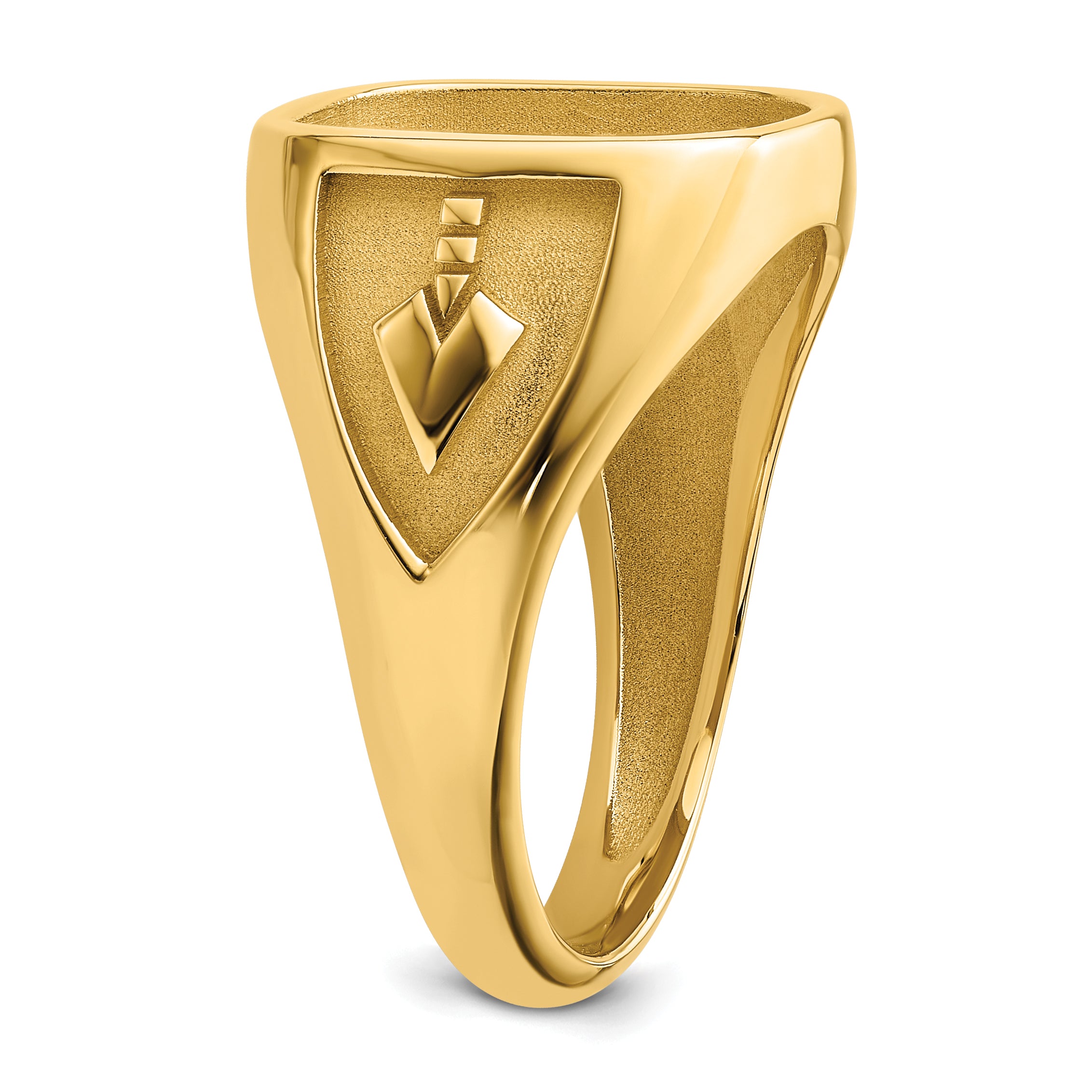 10k Men's Polished and Textured Masonic Ring Mounting (No Stones Included)