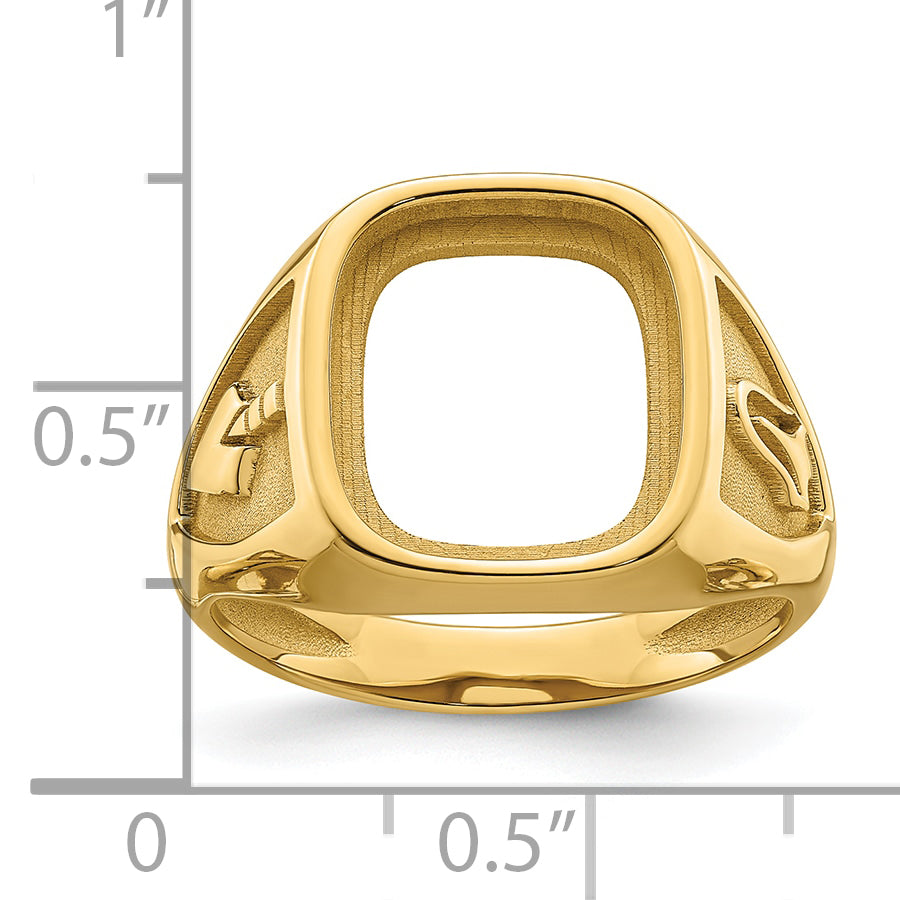 10k Men's Polished and Textured Masonic Ring Mounting (No Stones Included)