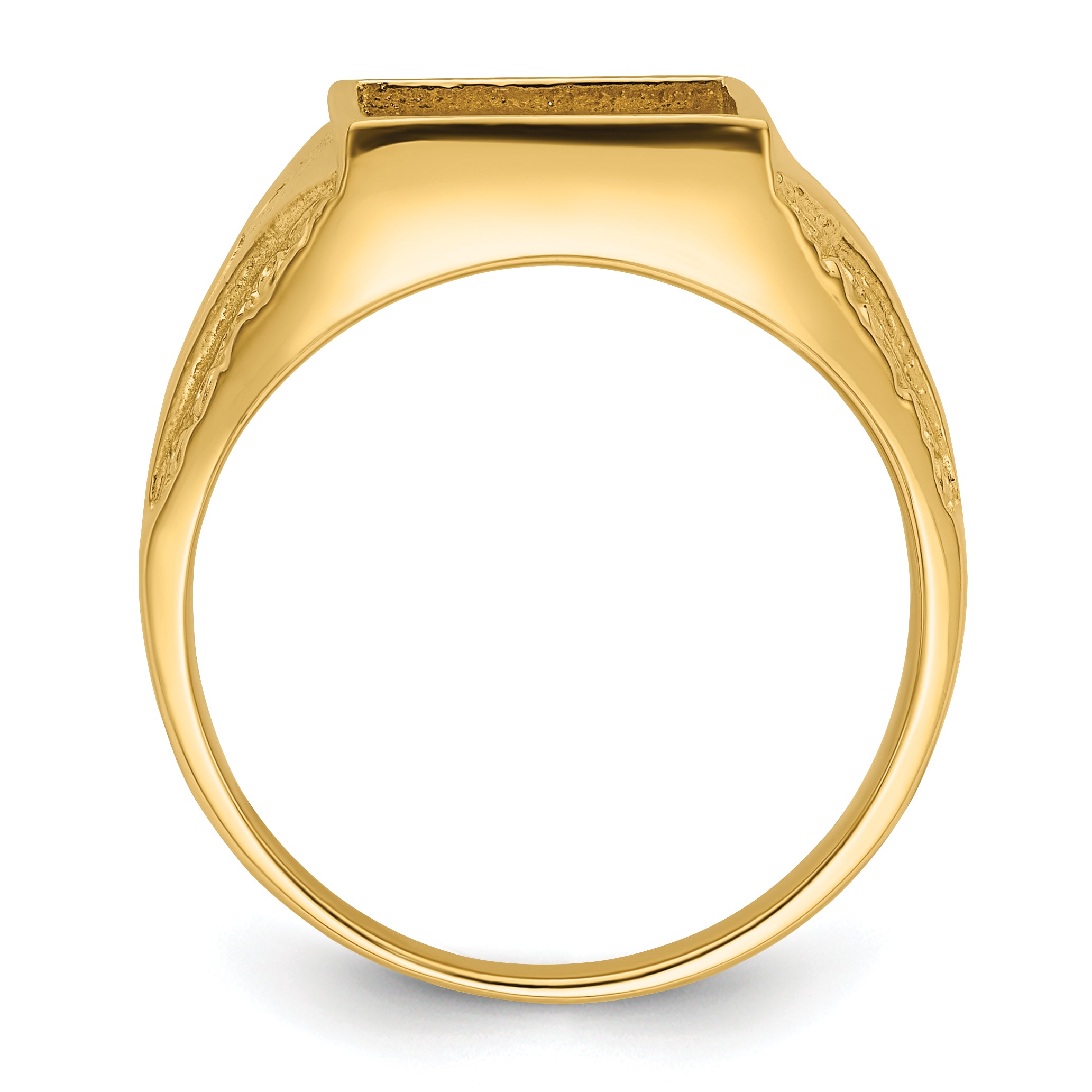 10k Men's Polished and Textured Masonic Ring Mounting (No Stones Included)