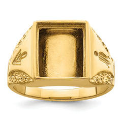 10k Men's Polished and Textured Masonic Ring Mounting (No Stones Included)