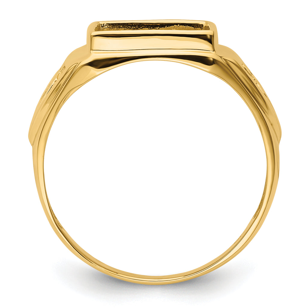 10k Men's Polished and Textured Masonic Ring Mounting (No Stones Included)