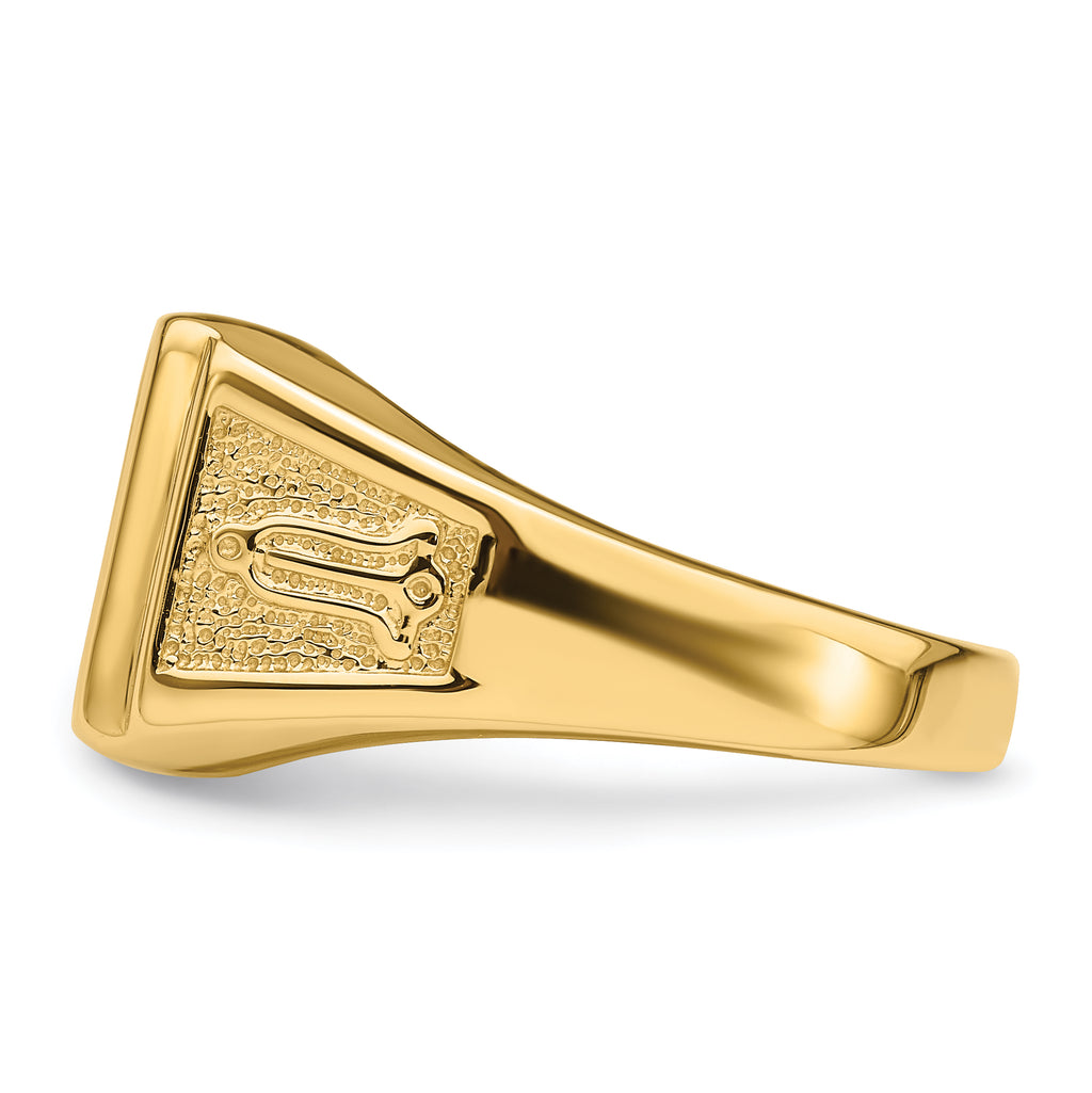 10k Men's Polished and Textured Masonic Ring Mounting (No Stones Included)
