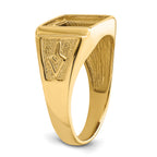10k Men's Polished and Textured Masonic Ring Mounting (No Stones Included)