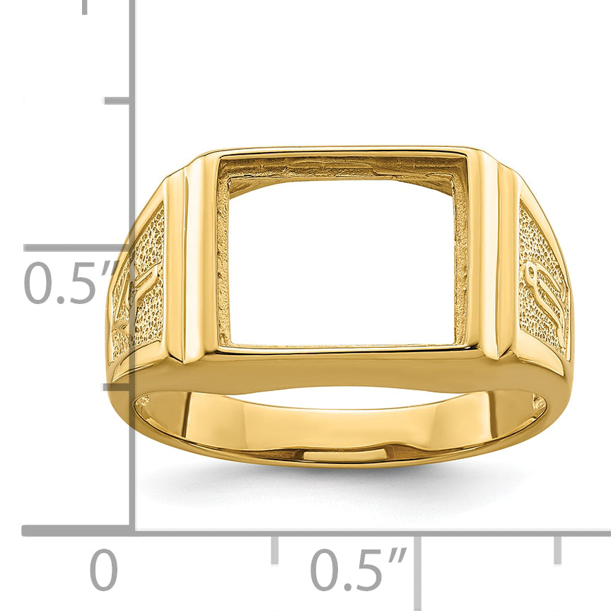 10k Men's Polished and Textured Masonic Ring Mounting (No Stones Included)
