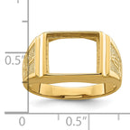 10k Men's Polished and Textured Masonic Ring Mounting (No Stones Included)