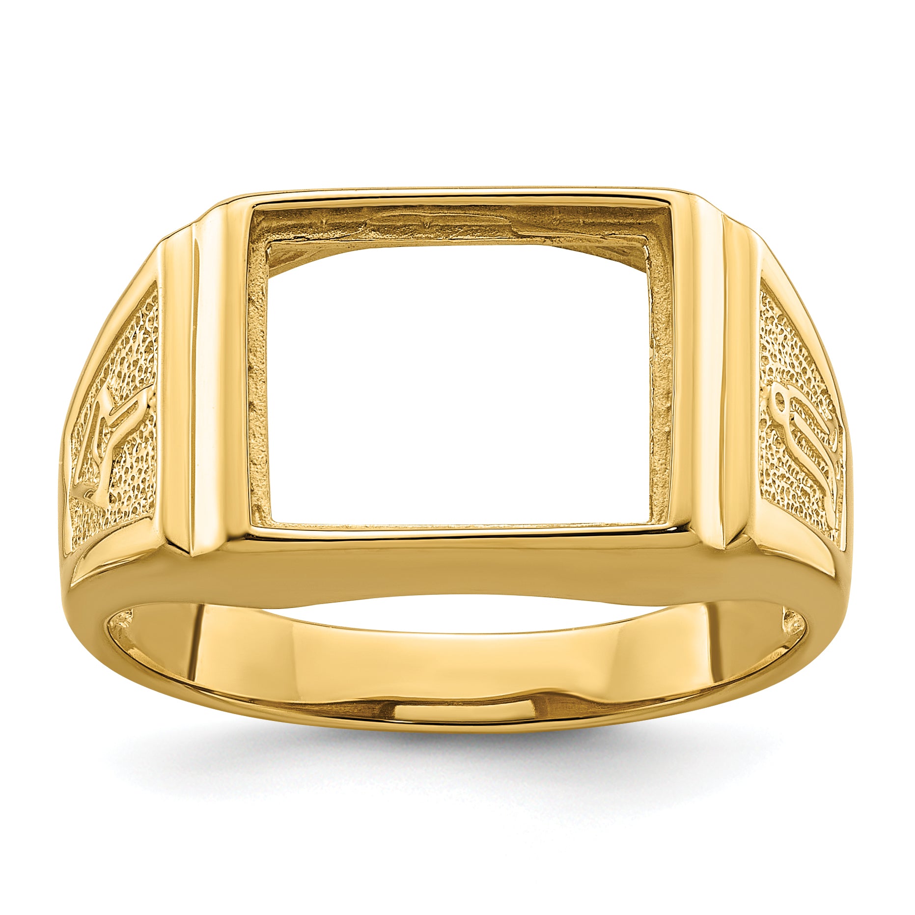 10k Men's Polished and Textured Masonic Ring Mounting (No Stones Included) Main image