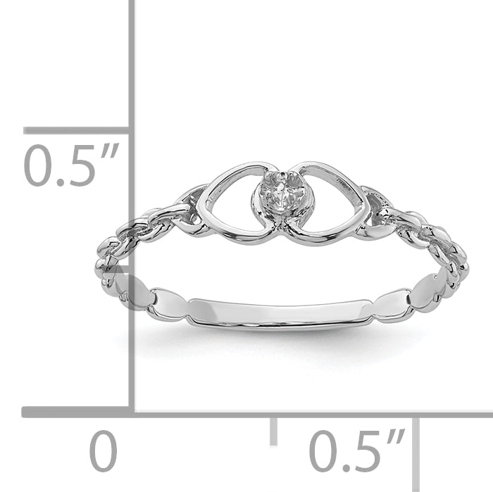 10K White Gold .01ct. Diamond Heart Ring Mounting (No Stones Included)