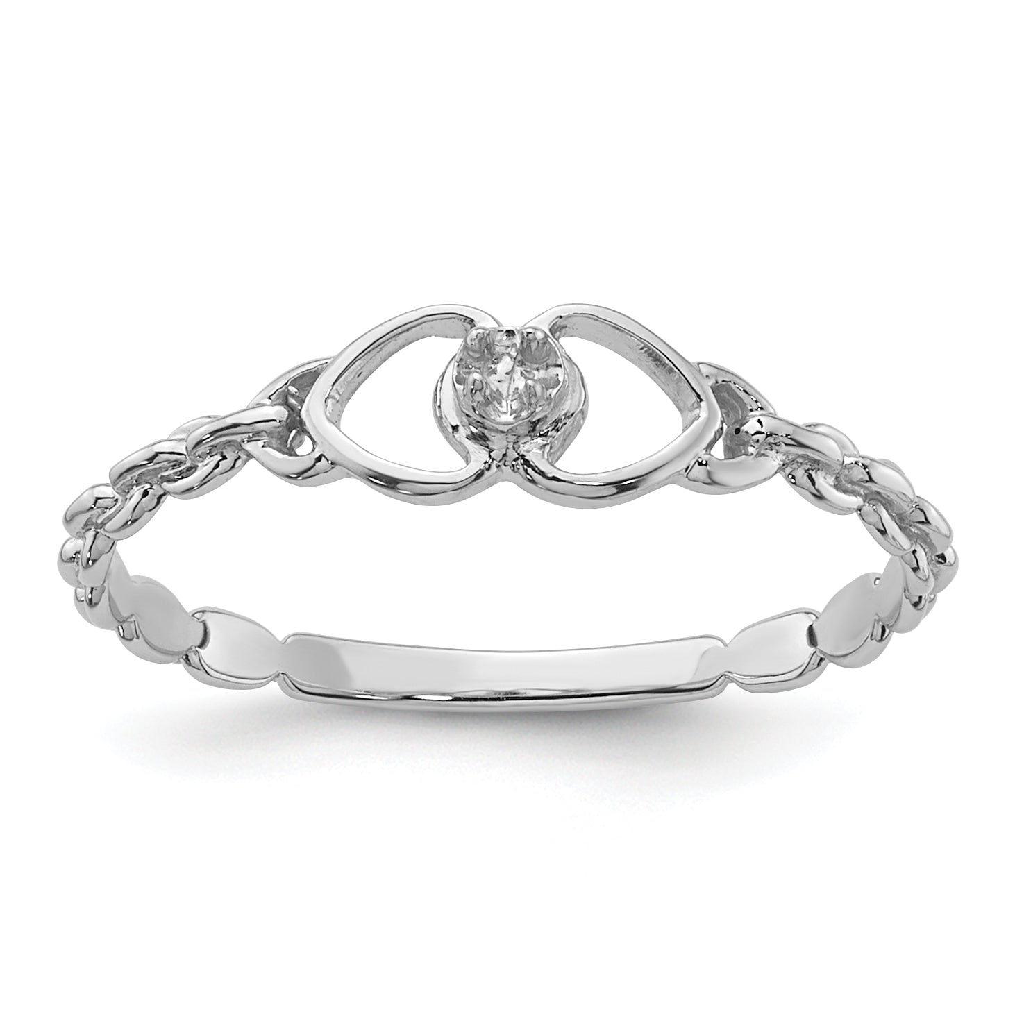 10K White Gold .01ct. Diamond Heart Ring Mounting (No Stones Included)